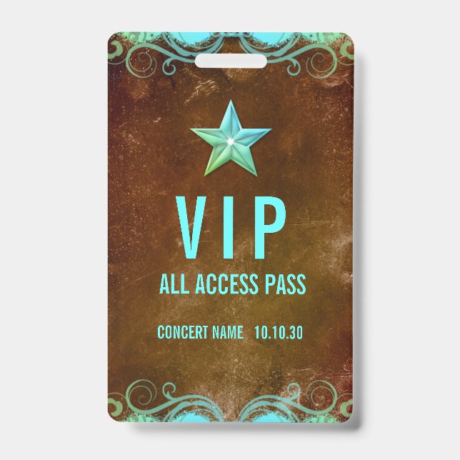 individuelle Name VIP All Access Pass Konzert Abze Ausweis (Vorderseite)