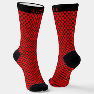 Individuelle Name Vivid Cherry Red Black Polka Dot Socken