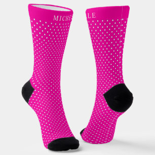 Individuelle Name Vivid Magenta Hot Pink Polka Dot Socken