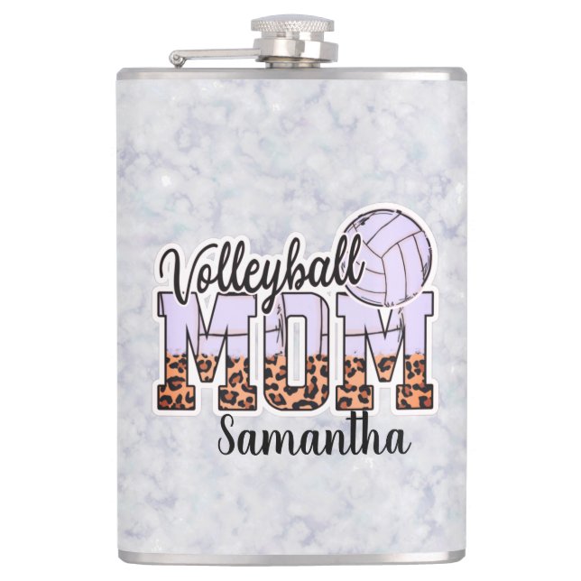 Individuelle Name Volleyball Mama | Muttertag Flachmann (Vorderseite)
