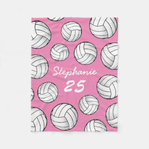 individuelle Name Volleyball Pink Fleece Blankon