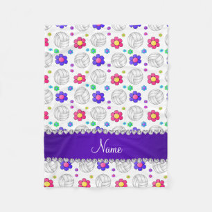 Individuelle Name-Volleyball-Regenbogen-Blume Fleecedecke