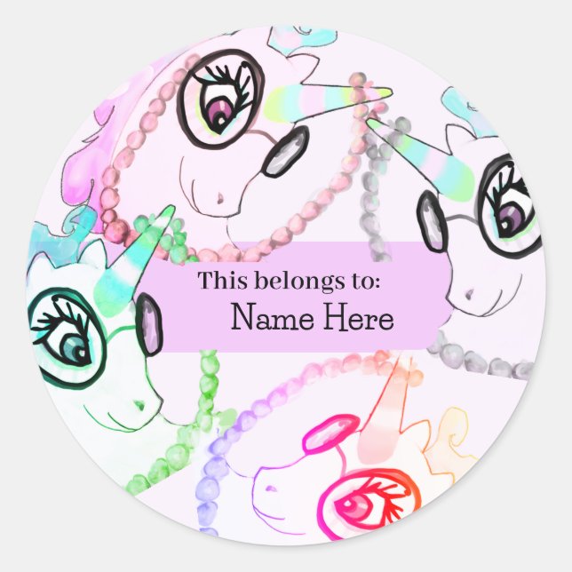 Individuelle Name von Kindern, dem dies gehört Runder Aufkleber (Vorderseite)