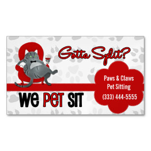 Individuelle Name von Pet Sitter Funny Gray Cat Magnetische Visitenkarte