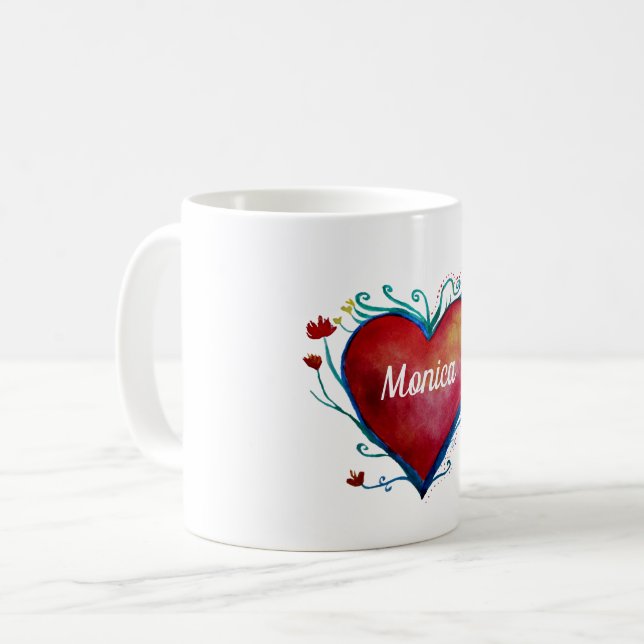 Individuelle Name Wasserfarbe Kaffeetasse (Vorderseite Links)