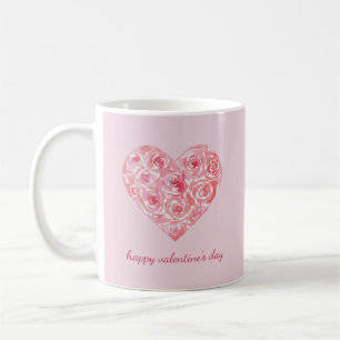 Individuelle Name Wasserfarbe Rose Herzschlag Vale Kaffeetasse