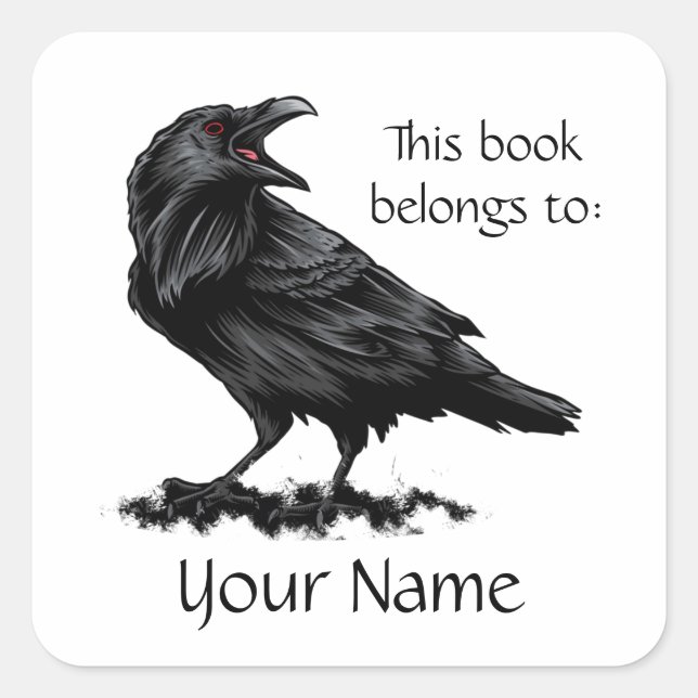 Individuelle Name Wasserfarbener Reben Bird Art Co Quadratischer Aufkleber (Vorderseite)