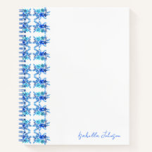 Individuelle Name Watercolor Blue Floral Notebook