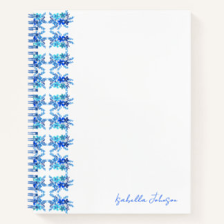 Individuelle Name Watercolor Blue Floral Notebook Notizbuch
