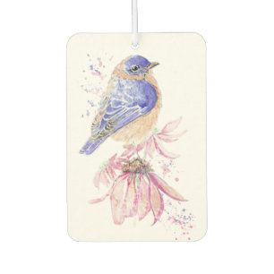 Individuelle Name Watercolor Bluebird Garden Bird Autolufterfrischer
