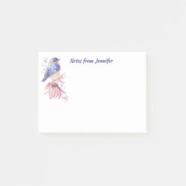 Individuelle Name Watercolor Bluebird Garden Bird Post-it Klebezettel