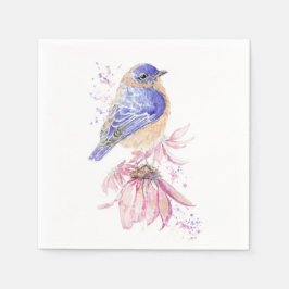 Individuelle Name Watercolor Bluebird Garden Bird Serviette