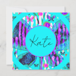 Individuelle Name Watercolor Butterfly Blue Lila P Karte