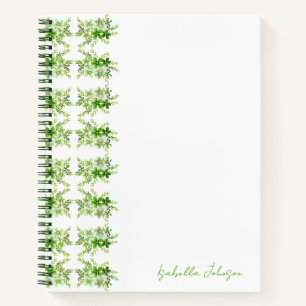 Individuelle Name Watercolor Green Floral Notebook Notizbuch
