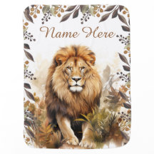 Individuelle Name Watercolor Lion Personalisiert