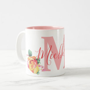 Individuelle Name Watercolor Paint Rose Floral Mic Zweifarbige Tasse