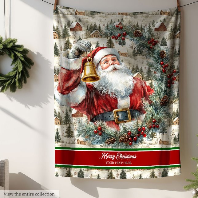 Individuelle Name Watercolor Santa Throw Blanket Fleecedecke (Custom Name Watercolor Santa Throw Blanket)