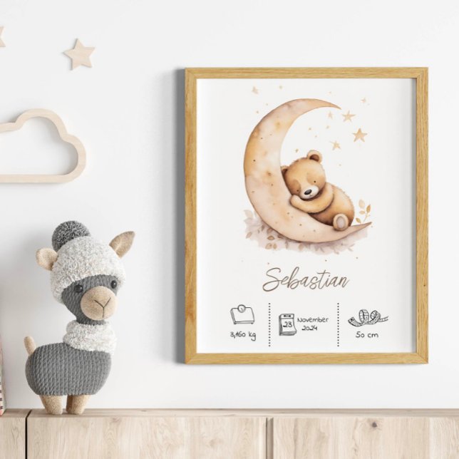 Individuelle Name Watercolor Teddy Bären Kinderzim Poster (Von Creator hochgeladen)