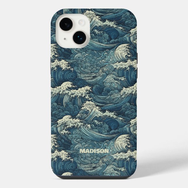 Individuelle Name Waves Muster iPhone Hülle (Rückseite)