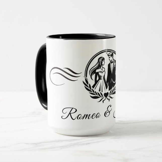 Individuelle Name Wedding Liebe Signieren Combo Ta Tasse (Vorderseite Links)