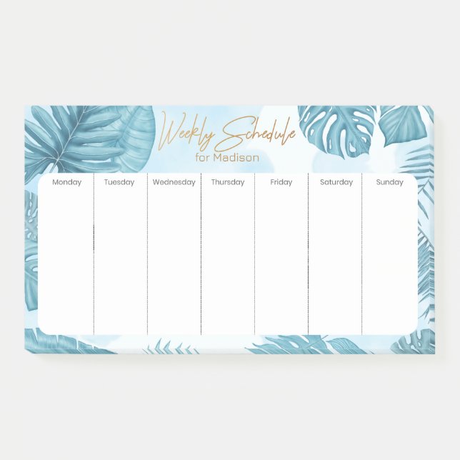 Individuelle Name Weekly Planner Post-it Klebezettel (Vorderseite)