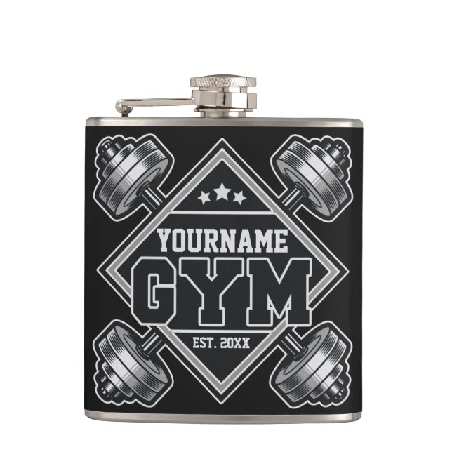 Individuelle Name Weightlift Zuhause Crossfit Gym Flachmann (Vorderseite)