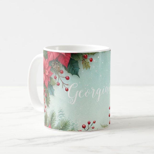 Individuelle Name Weihnachten Kaffeetasse (Vorderseite Links)