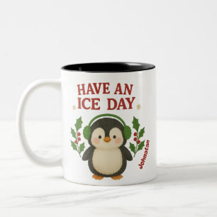 Individuelle Name Weihnachten Pinguin Tasse Haben 