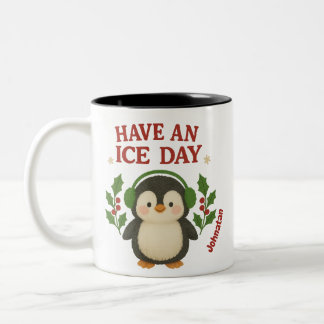 Individuelle Name Weihnachten Pinguin Tasse Haben 