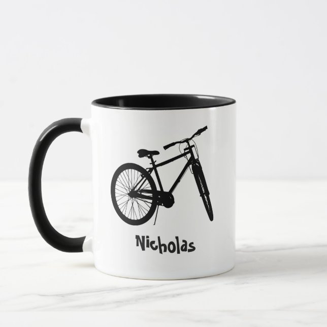 Individuelle Name Weihnachts-Bike-Angebot Tasse (Links)