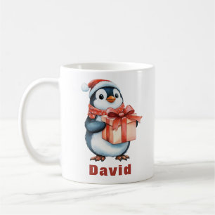 Individuelle Name Weihnachts-Penguin-Geschenk Kaffeetasse