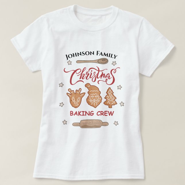Individuelle Name Weihnachtsbackgruppe Crew Matchi T-Shirt (Design vorne)
