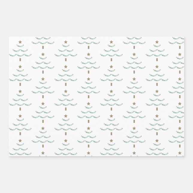 Individuelle Name Weihnachtsbaumwrapping Paper Geschenkpapier Set (Vorderseite)