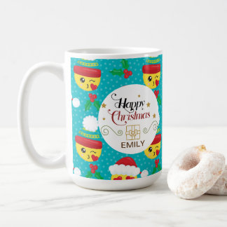 Individuelle Name Weihnachtsgeschenk Tasse - Emoji