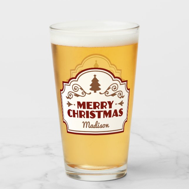 Individuelle Name Weihnachtsglas Glas (Rückseite (gefüllt))