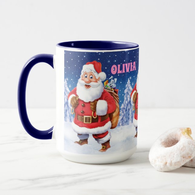 Individuelle Name Weihnachtskaffee Tasse, Jolly Sa Tasse (Mit Donut)