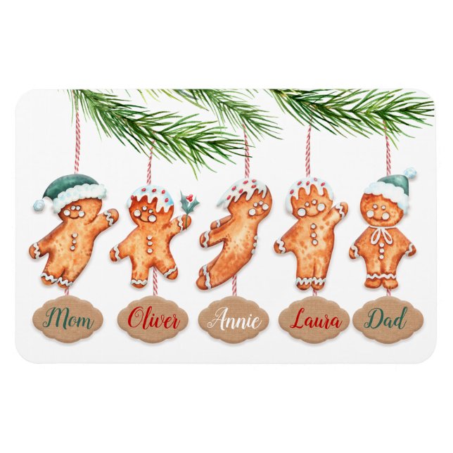 Individuelle Name Weihnachtskunst Gingerbrei Magnet (Horizontal)