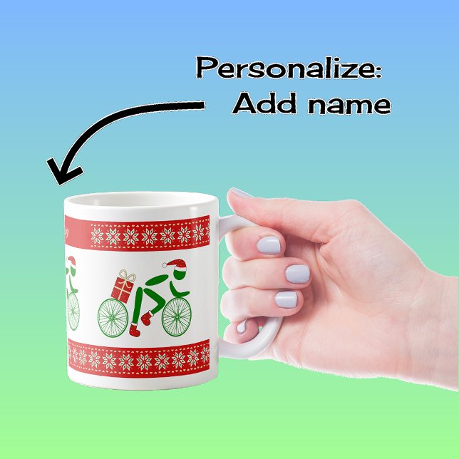 Individuelle Name-Weihnachtsradfahrer Kaffeetasse (Von Creator hochgeladen)