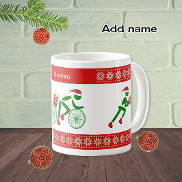 Individuelle Name-Weihnachtstriathleten Tasse