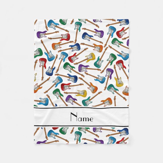 Individuelle Name weiße bunt elektrische Gitarren Fleecedecke (Vorderseite)