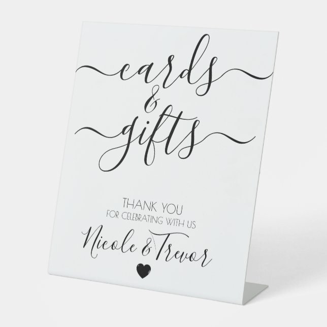 Individuelle Name Weißkalligraphie Karten und Gesc Sockelschild (Vorderseite)