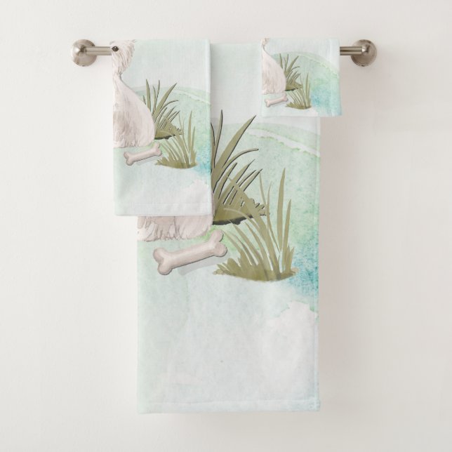 Individuelle Name Westie Pet Dog Badhandtuch Set (Insitu)