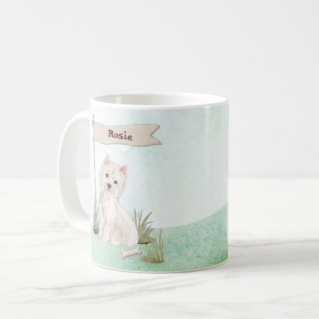 Individuelle Name Westie Pet Dog Kaffeetasse (Vorderseite Links)