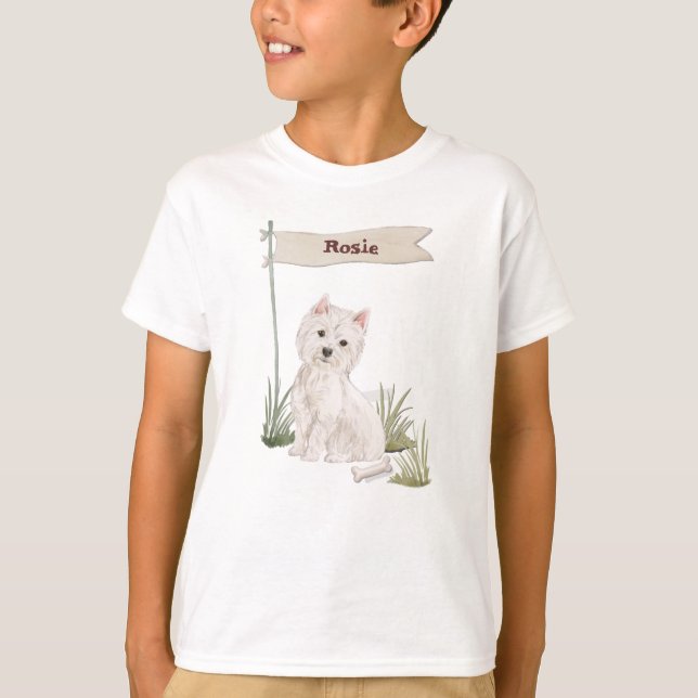 Individuelle Name Westie Pet Dog T-Shirt (Vorderseite)