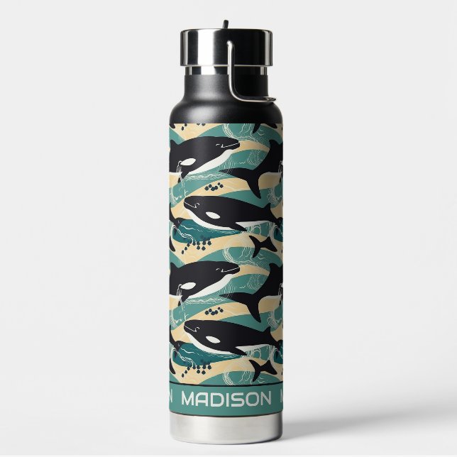Individuelle Name Whales Pattern Trinkflasche (Links)