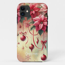 Individuelle Name Whimsical Poinsettia Christmas B Case-Mate iPhone Hülle