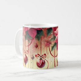 Individuelle Name Whimsical Poinsettia Christmas B Kaffeetasse