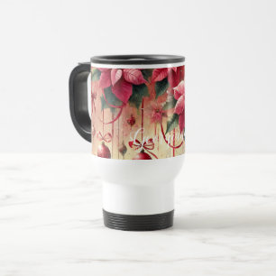 Individuelle Name Whimsical Poinsettia Christmas B Reisebecher