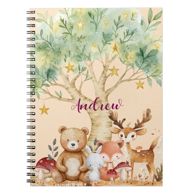 Individuelle Name Whimsical Wald Tiere Notizblock (Vorderseite)