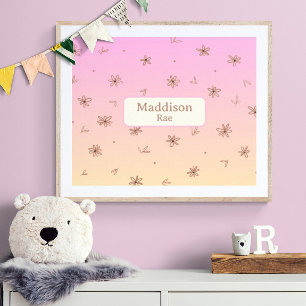 Individuelle Name Whimsisches Kinderzimmer Rosa Ge Poster